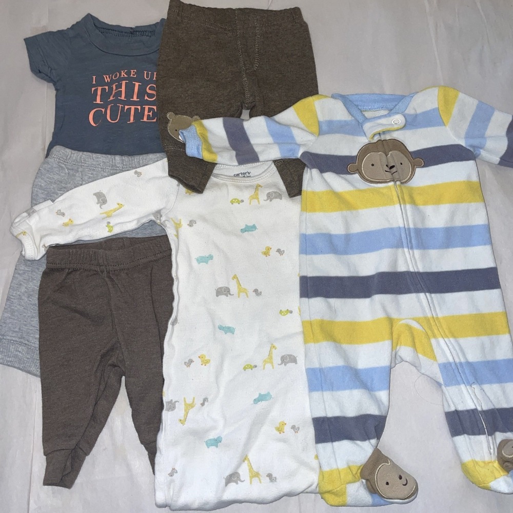 Excellent Set of Newborn NB Clothing Neutral Pants Full Body Suit Sleepwear‎